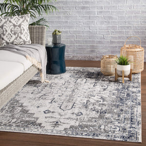 Jaipur Living Jaipur Living Isolde Polypropylene Round Rug Serapi Medallion for Indoor Outdoor Use Gray 7'6"X9'6" RUG140459