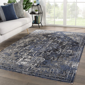 Jaipur Living Jaipur Living Isolde Polypropylene Round Rug Serapi Medallion for Indoor Outdoor Use Blue 9'10"X14' RUG145400