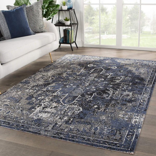 Jaipur Living Jaipur Living Isolde Polypropylene Round Rug Serapi Medallion for Indoor Outdoor Use Blue 9'10"X14' RUG145400