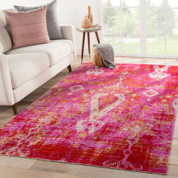 Jaipur Living Polaris Zenith Pol16 Powerloomed Machinemade 100% Polypropylene Contemporary Ikat Outdoor Rug Pink, Orange 100% Polypropylene Rug142935