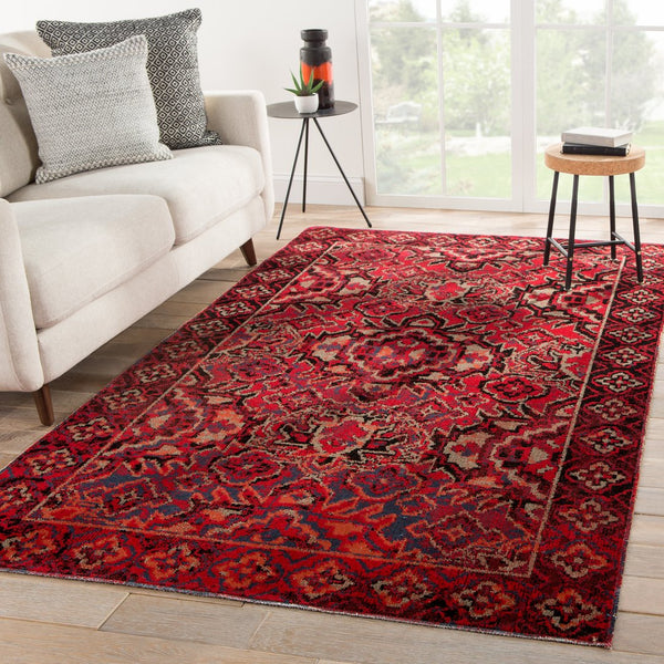 Jaipur Living Polaris Chaya Pol21 Powerloomed Machinemade 100% Polypropylene Traditional Medallion Outdoor Rug Red, Black 100% Polypropylene Rug142987