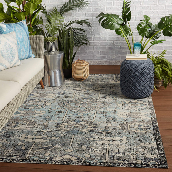 Jaipur Living Jaipur Living Ansilar Tribal Medallion Polypropylene Rug for Patio or Indoor Use Blue 2'6"X8' RUG149175