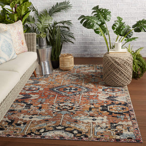 Jaipur Living Jaipur Living Ansilar Tribal Medallion Polypropylene Rug for Patio or Indoor Use Orange 5'3"X7'6" RUG149166