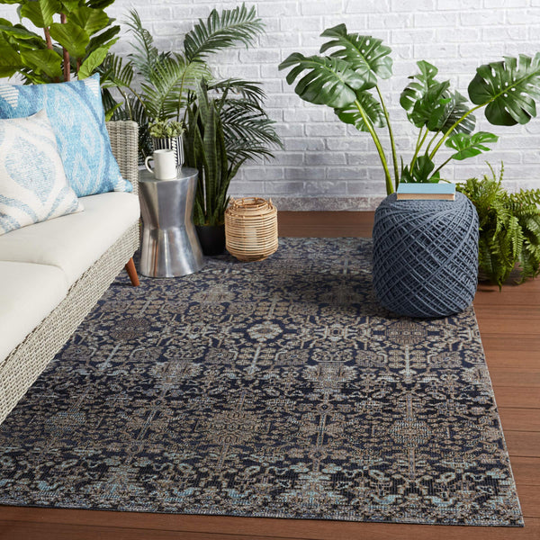 Jaipur Living Jaipur Living Polaris Trellis Runner Rug Polypropylene Indoor Outdoor Navy Taupe RUG149127