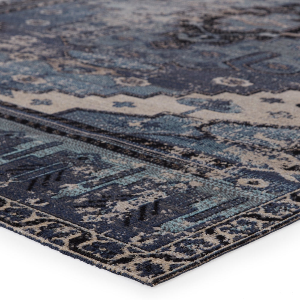 Jaipur Living Polaris Cicero Pol39 Rug149206 Powerloomed Machinemade 100% Polypropylene Vintage Medallion Outdoor Rug Blue, Gray 100% Polypropylene Rug149206