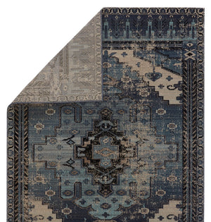 Jaipur Living Polaris Cicero Pol39 Rug149206 Powerloomed Machinemade 100% Polypropylene Vintage Medallion Outdoor Rug Blue, Gray 100% Polypropylene Rug149206