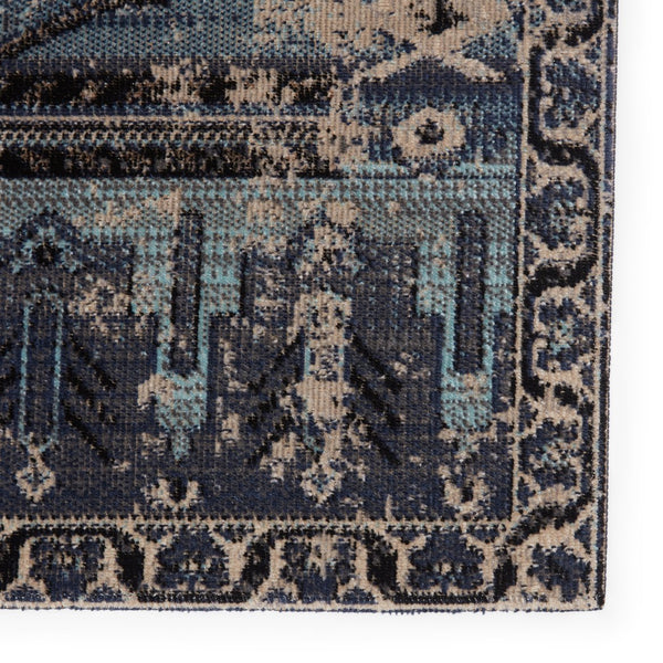 Jaipur Living Polaris Cicero Pol39 Rug149206 Powerloomed Machinemade 100% Polypropylene Vintage Medallion Outdoor Rug Blue, Gray 100% Polypropylene Rug149206