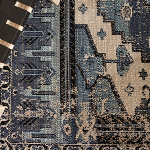 Jaipur Living Polaris Cicero Pol39 Rug149206 Powerloomed Machinemade 100% Polypropylene Vintage Medallion Outdoor Rug Blue, Gray 100% Polypropylene Rug149206