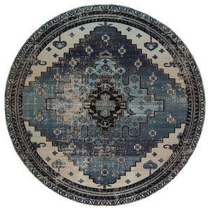 Jaipur Living Polaris Cicero Pol39 Rug149206 Powerloomed Machinemade 100% Polypropylene Vintage Medallion Outdoor Rug Blue, Gray 100% Polypropylene Rug149206