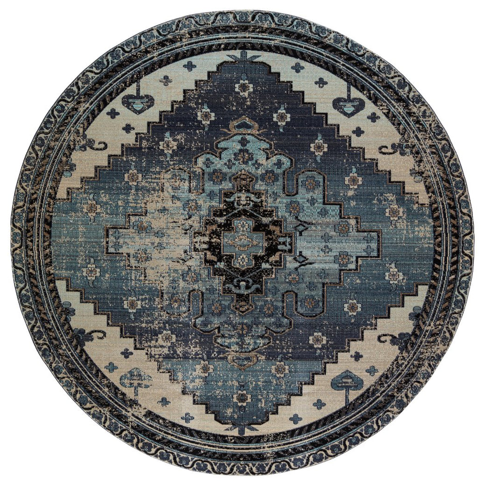 Jaipur Living Polaris Cicero Pol39 Powerloomed Machinemade 100% Polypropylene Vintage Medallion Outdoor Rug Blue, Gray 100% Polypropylene Rug149097