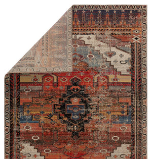 Jaipur Living Polaris Cicero Pol40 Rug149203 Powerloomed Machinemade 100% Polypropylene Vintage Medallion Outdoor Rug Red, Orange 100% Polypropylene Rug149203