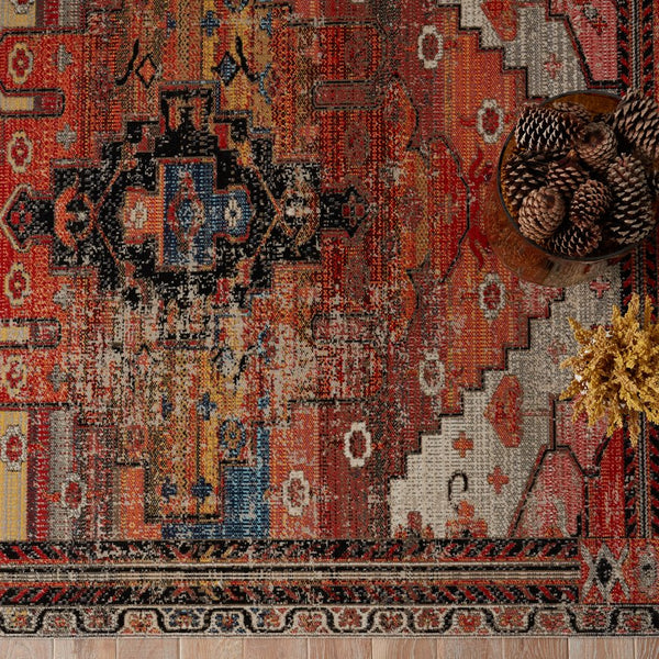 Jaipur Living Polaris Cicero Pol40 Rug149203 Powerloomed Machinemade 100% Polypropylene Vintage Medallion Outdoor Rug Red, Orange 100% Polypropylene Rug149203