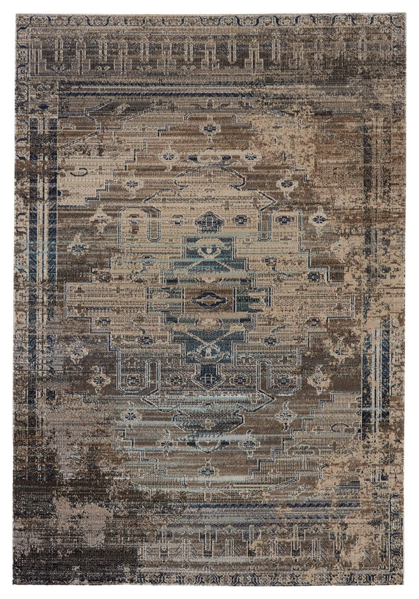 Jaipur Living Jaipur Living Cicero Polypropylene Tribal Medallion Indoor Outdoor Rug Taupe Blue RUG149082