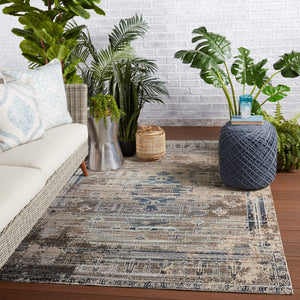 Jaipur Living Jaipur Living Cicero Polypropylene Tribal Medallion Indoor Outdoor Rug Taupe Blue RUG149082