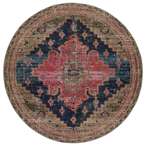 Jaipur Living Jaipur Living Cicero Distressed Turkish Medallion Round Polypropylene Indoor Outdoor Rug RUG149198