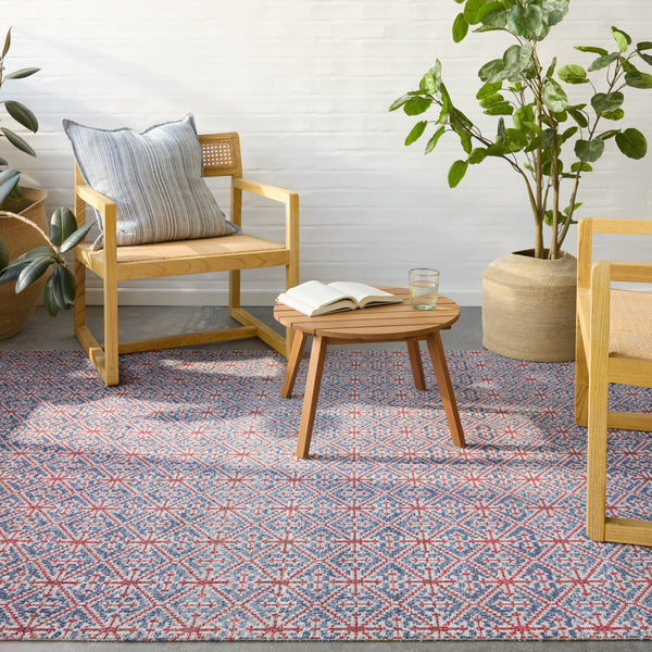 Jaipur Living Polaris Darlita Pol52 Powerloomed Machinemade 100% Polypropylene Geometric Trellis Outdoor Rug Red, Blue 100% Polypropylene Rug159183