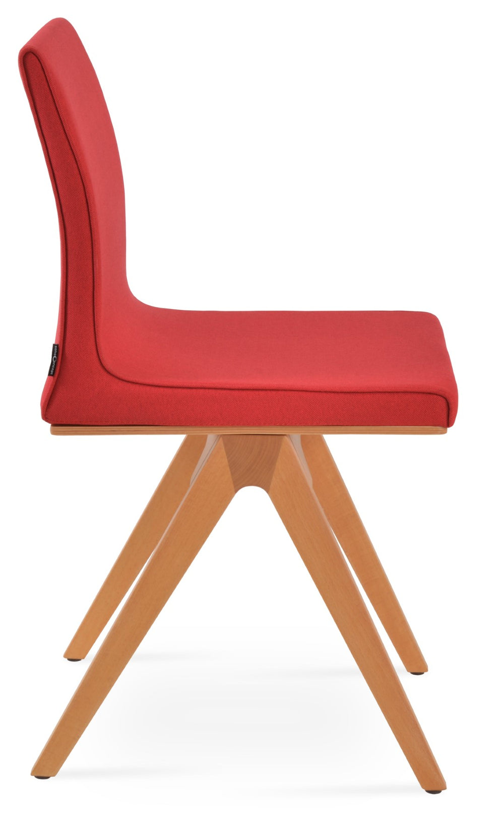 Soho Concept Polo Fino Wood Chair - Ergonomic Dining Chair With Flexible Back & 10-year Guarantee In Camira Fabric Natural,Red  Soho-concept-dining-chair-05669