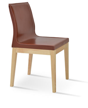 Soho Concept Polo Wood Dining Chair - Stylish Bonded Leather Seat In Walnut Brown For Modern Dining Spaces Ash,Brown  Soho-concept-dining-chair-05672