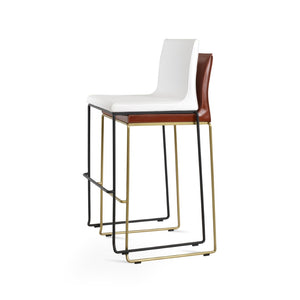 Soho Concept Polo Stackable Barstools & Counterstools - Bonded Leather, Brass Finish, Contemporary Design Brass,Black,Brown  Soho-concept-dining-chair-09719