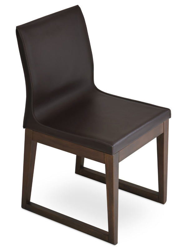 Soho Concept Polo Wood Dining Chair - Stylish Bonded Leather Seat In Walnut Brown For Modern Dining Spaces Walnut,Brown  Soho-concept-dining-chair-05521