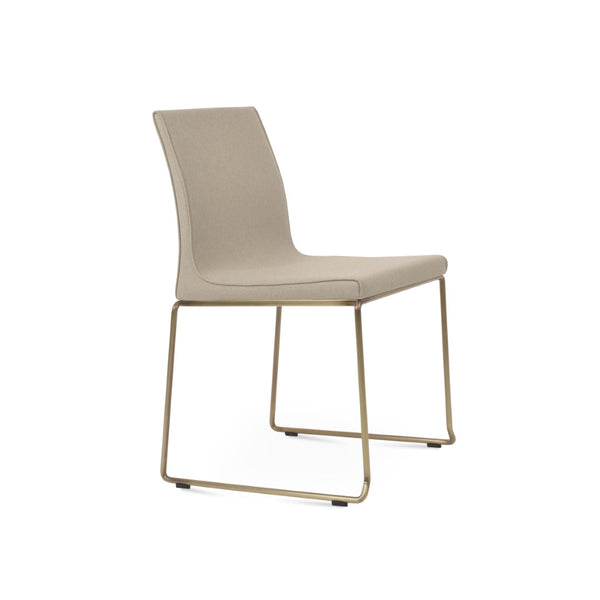 Soho Concept Polo Wire Stackable Dining Chair - Flexible Back, Brass & Beige, Durable Camira Era Fabric, 10 Year Guarantee Brass,Beige  Soho-concept-dining-chair-05516