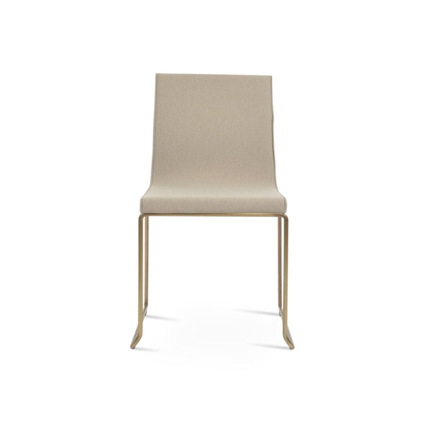 Soho Concept Polo Wire Stackable Dining Chair - Flexible Back, Brass & Beige, Durable Camira Era Fabric, 10 Year Guarantee Brass,Beige  Soho-concept-dining-chair-05516