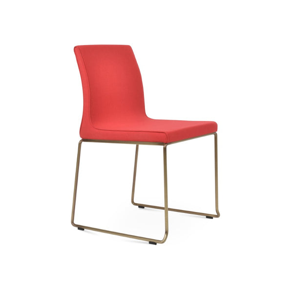 Soho Concept Polo Wire Stackable Dining Chair - Flexible Back, Brass & Beige, Durable Camira Era Fabric, 10 Year Guarantee Brass,Red  Soho-concept-dining-chair-05517