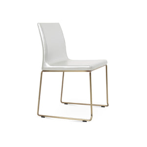Soho Concept Polo Wire Stackable Dining Chair - Flexible Back, Brass & Beige, Durable Camira Era Fabric, 10 Year Guarantee Brass,Silver  Soho-concept-dining-chair-05519