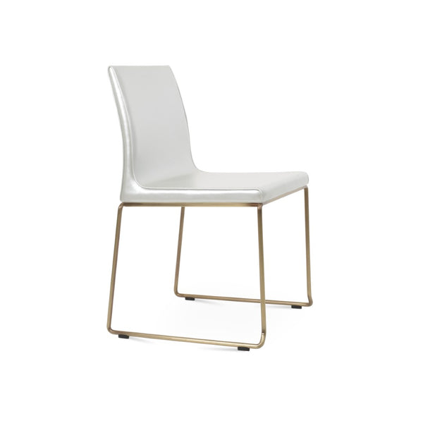 Soho Concept Polo Wire Stackable Dining Chair - Flexible Back, Brass & Beige, Durable Camira Era Fabric, 10 Year Guarantee Brass,Silver  Soho-concept-dining-chair-05519