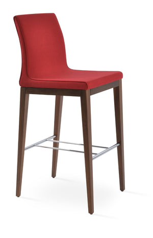 Soho Concept Polo Wood Barstools & Counterstools – Elegant Upholstery, Solid Walnut Base, 10-year Guarantee! Walnut,Red  Soho-concept-dining-chair-09692