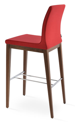 Soho Concept Polo Wood Barstools & Counterstools – Durable Camira Era Fabric, 10-year Guarantee, Walnut Finish Walnut,Red  Soho-concept-dining-chair-07114