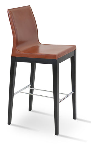 Soho Concept Polo Wood Barstools & Counterstools - Luxurious Bonded Leather, Solid Wood, Stylish Footrest Design Brown  Soho-concept-dining-chair-09694
