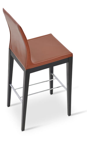 Soho Concept Polo Wood Barstools & Counterstools - Luxurious Bonded Leather, Solid Wood, Stylish Footrest Design Brown  Soho-concept-dining-chair-09693