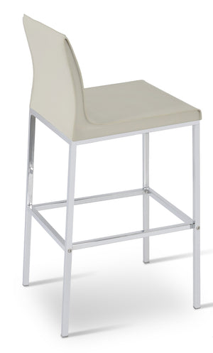 Soho Concept Polo Flat Barstools & Counterstools - Stylish Light Grey Bonded Leather With Chrome Base, 350 Lbs Capacity Chrome,Light Grey  Soho-concept-dining-chair-09698