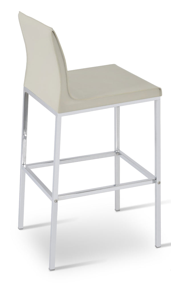 Soho Concept Polo Flat Barstools & Counterstools - Stylish Light Grey Bonded Leather With Chrome Base, 350 Lbs Capacity Chrome,Light Grey  Soho-concept-dining-chair-09698