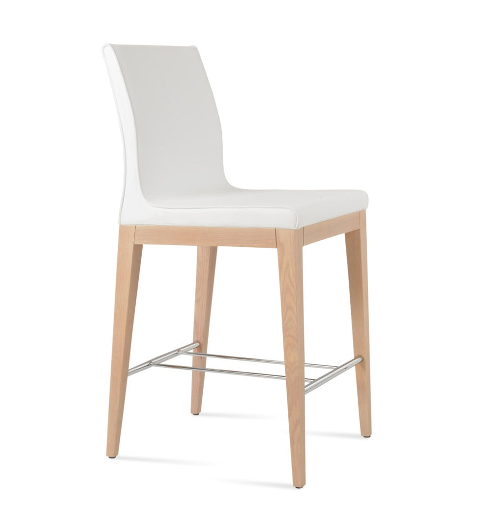 Soho Concept Polo Wood Barstools & Counterstools - Stylish Leatherette Seats, Solid Wood Base, 350 Lbs Capacity Ash,Natural,Chrome,White  Soho-concept-dining-chair-09703