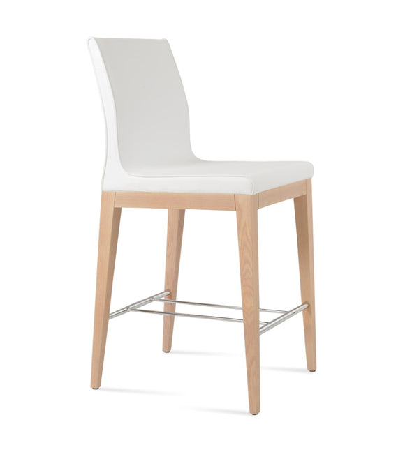 Soho Concept Polo Wood Barstools & Counterstools - Stylish Leatherette Seats, Solid Wood Base, 350 Lbs Capacity Ash,Natural,Chrome,White  Soho-concept-dining-chair-09703