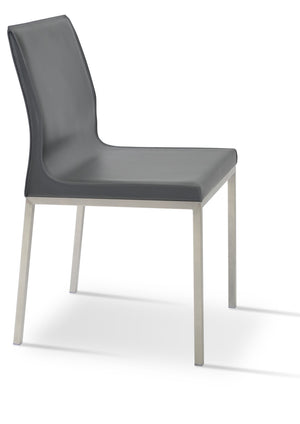 Soho Concept Polo Flat Chair Dining Chair - Stylish Bonded Leather Design With Sleek Chrome Legs For Modern Homes Chrome,Dark Grey  Soho-concept-dining-chair-05533