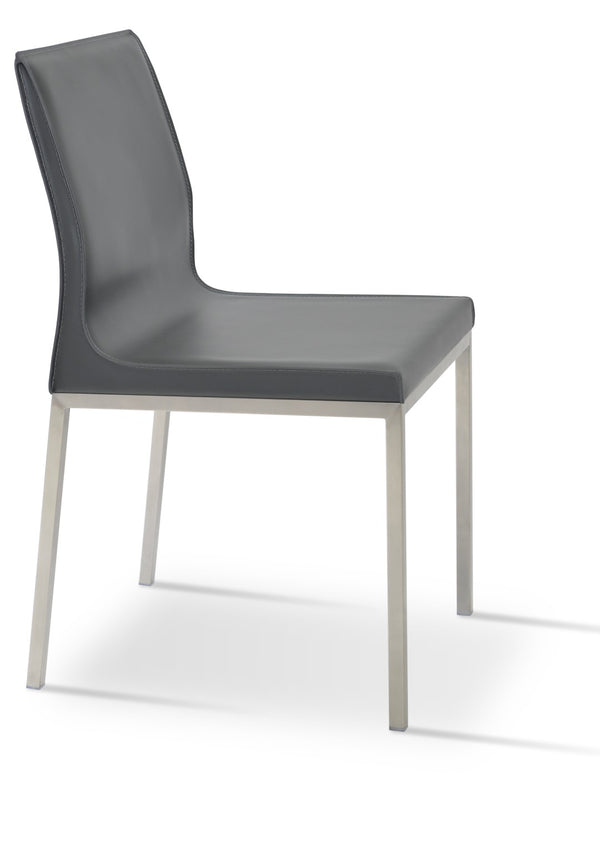 Soho Concept Polo Flat Chair Dining Chair - Stylish Bonded Leather Design With Sleek Chrome Legs For Modern Homes Chrome,Dark Grey  Soho-concept-dining-chair-05533