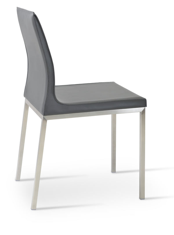 Soho Concept Polo Flat Chair Dining Chair - Stylish Bonded Leather Design With Sleek Chrome Legs For Modern Homes Chrome,Dark Grey  Soho-concept-dining-chair-05533