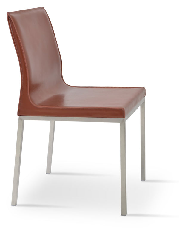 Soho Concept Polo Flat Chair Dining Chair - Stylish Bonded Leather Design With Sleek Chrome Legs For Modern Homes Chrome,Brown  Soho-concept-dining-chair-05534