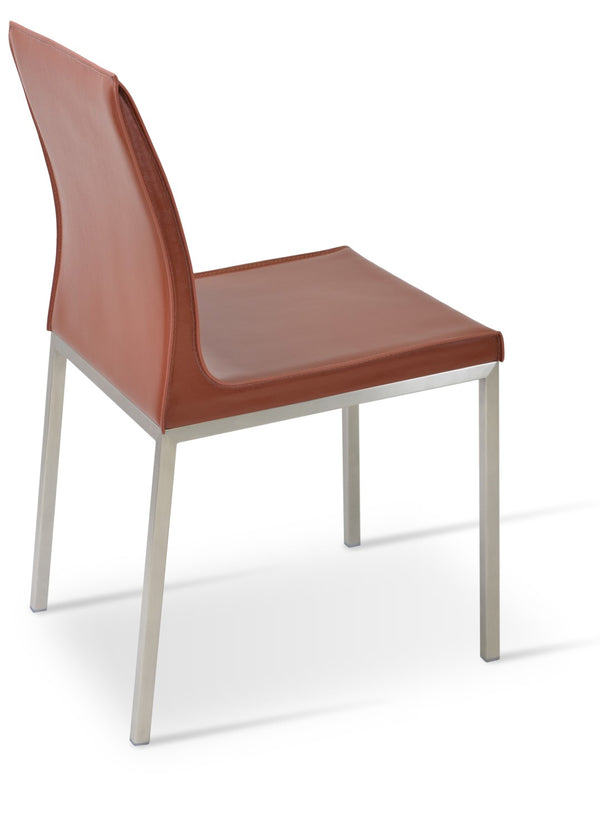 Soho Concept Polo Flat Chair Dining Chair - Stylish Bonded Leather Design With Sleek Chrome Legs For Modern Homes Chrome,Brown  Soho-concept-dining-chair-05534