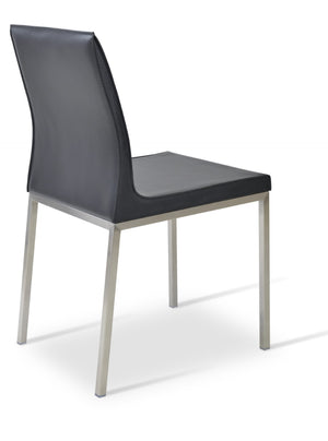 Soho Concept Polo Flat Chair Dining Chair - Stylish Bonded Leather Design With Sleek Chrome Legs For Modern Homes Chrome,Black  Soho-concept-dining-chair-05529