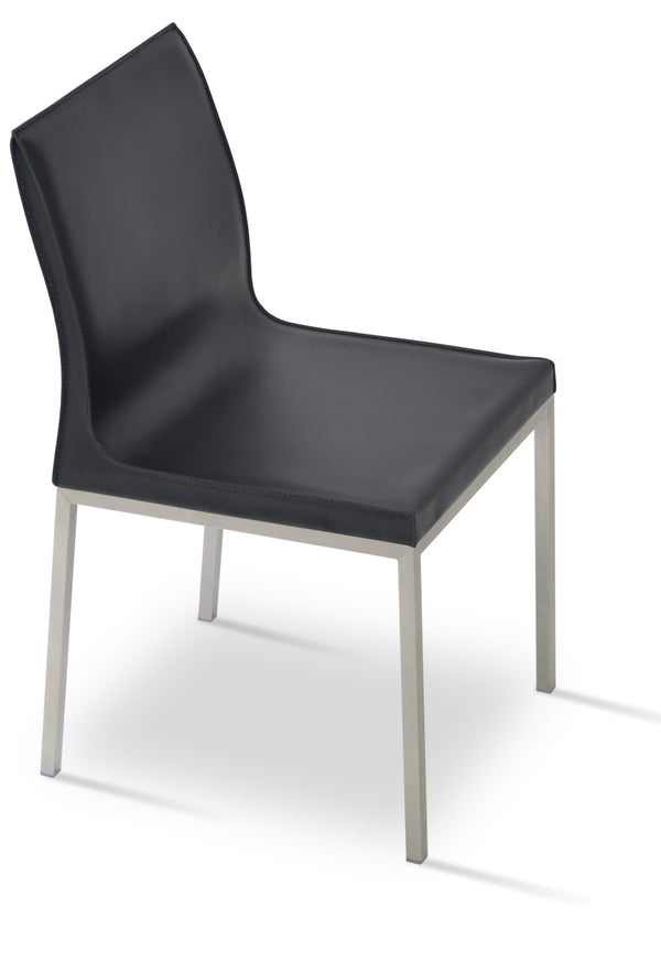 Soho Concept Polo Flat Chair Dining Chair - Stylish Bonded Leather Design With Sleek Chrome Legs For Modern Homes Chrome,Black  Soho-concept-dining-chair-05528