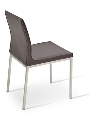 Soho Concept Polo Flat Chair Dining Chair - Stylish Bonded Leather Design With Sleek Chrome Legs For Modern Homes Chrome,Brown  Soho-concept-dining-chair-05532