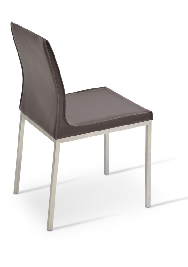 Soho Concept Polo Flat Chair Dining Chair - Stylish Bonded Leather Design With Sleek Chrome Legs For Modern Homes Chrome,Brown  Soho-concept-dining-chair-05532