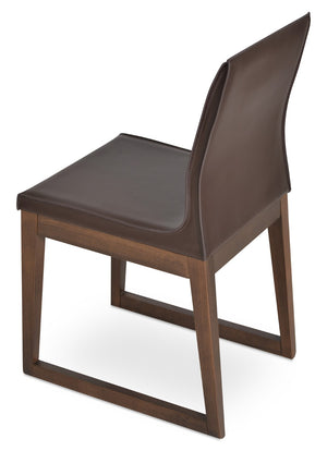 Soho Concept Polo Sled Wood Dining Chair In Stylish Grey Bonded Leather - Comfortable & Elegant Seating Option Walnut,Brown  Soho-concept-dining-chair-05560
