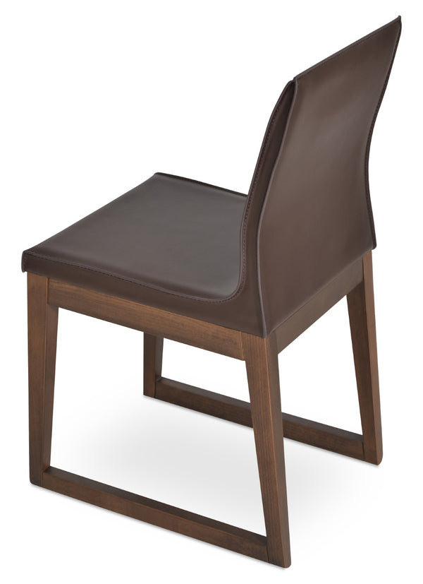 Soho Concept Polo Sled Wood Dining Chair In Stylish Grey Bonded Leather - Comfortable & Elegant Seating Option Walnut,Brown  Soho-concept-dining-chair-05560