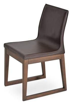 Soho Concept Polo Sled Wood Dining Chair In Stylish Grey Bonded Leather - Comfortable & Elegant Seating Option Walnut,Brown  Soho-concept-dining-chair-05560