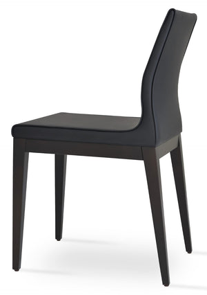 Soho Concept Polo Wood Dining Chair - Stylish Bonded Leather Seat In Walnut Brown For Modern Dining Spaces Black  Soho-concept-dining-chair-05559
